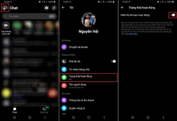 Ẩn thời gian truy cập trên app Messenger