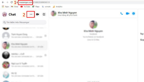 Ẩn thời gian online trên giao diện Messenger