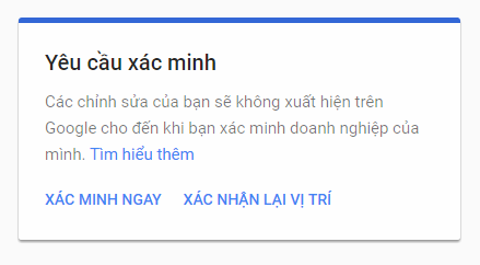 Yêu cầu xác minh từ Google Local Business