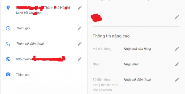 Thông tin trên Google Local Business