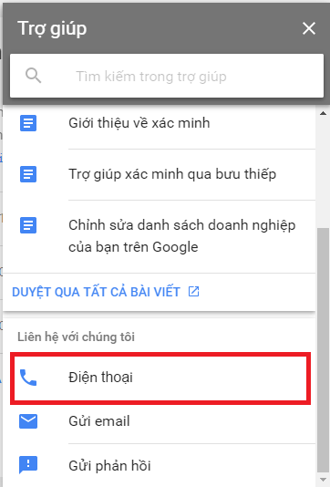 Chọn điện thoại trên Popup hiển thị bên phải