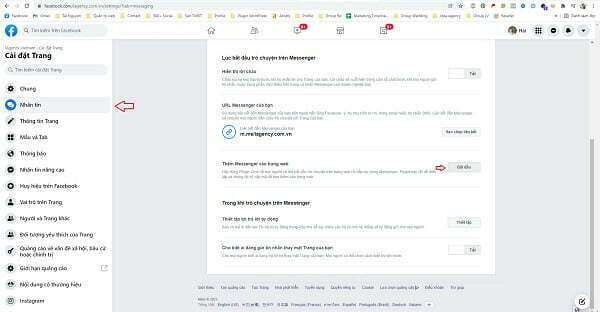 Tab tin nhắn thêm facebook chat vào website